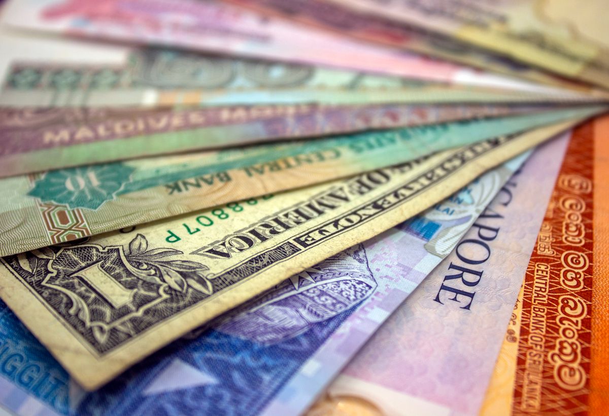 Various currency banknotes from several different countries