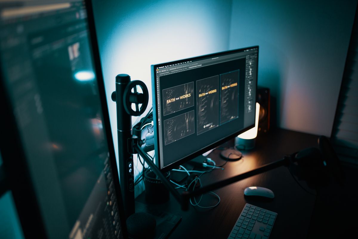 Design templates displayed on a computer monitor